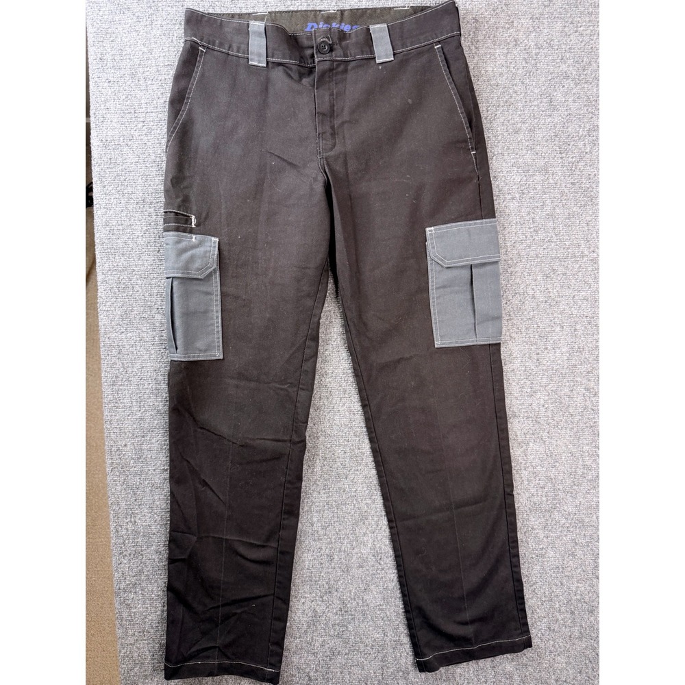 Dickies Flex Slim Straight Cargo Pants Mens 31x30 Black Grey Workwear Tactical